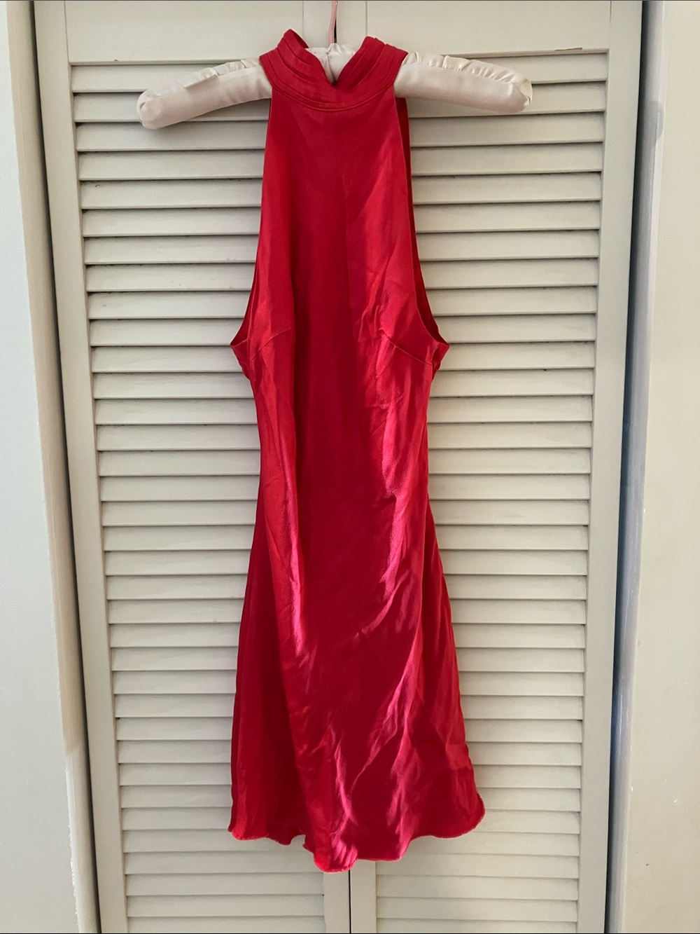 Meshki Claire Dress in Red Open Back Altered Mini Dress Cut Off Size XS